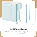 Kitchen Island Cart with Solid Wood Top, Locking Wheels, Spice & Towel Rack