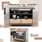 Rolling Kitchen Island with Storage,Two-sided Kitchen island Cart