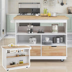Rolling Kitchen Island with Storage,Two-sided Kitchen island Cart