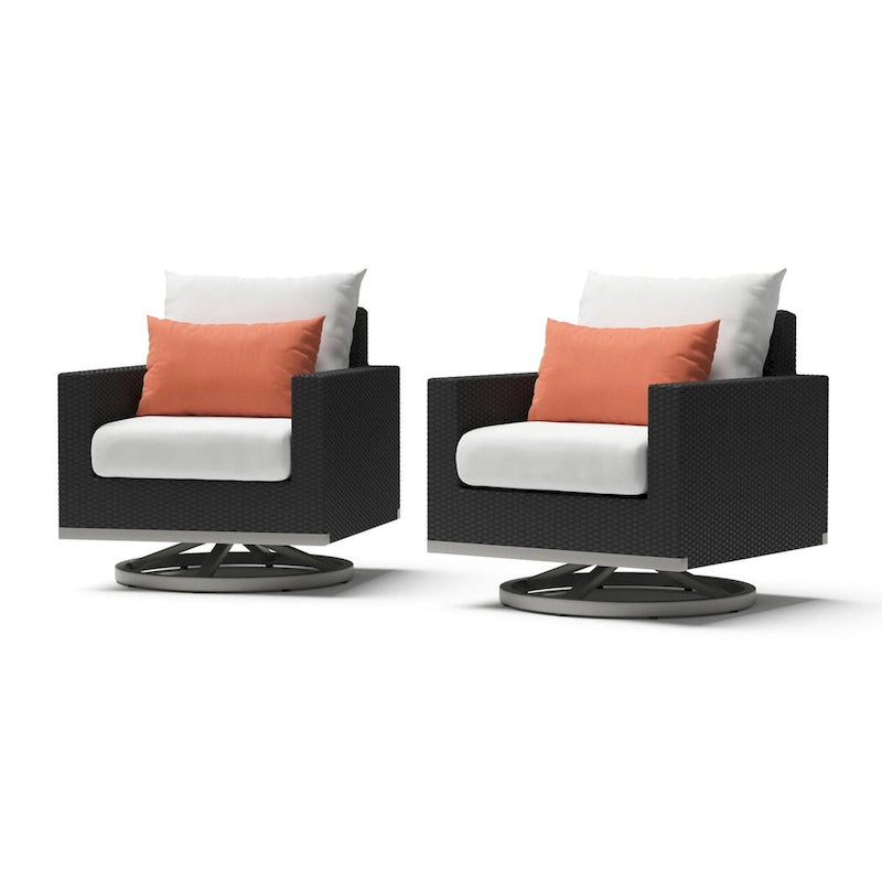 Milo Espresso 2 Piece Sunbrella Outdoor Patio Motion Club Chairs