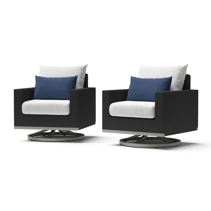 Milo Espresso 2 Piece Sunbrella Outdoor Patio Motion Club Chairs
