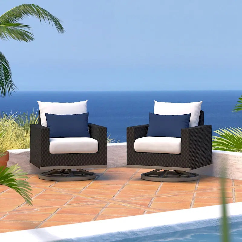 Milo Espresso 2 Piece Sunbrella Outdoor Patio Motion Club Chairs