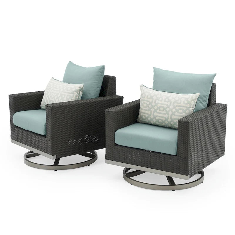 Milo Espresso 2 Piece Sunbrella Outdoor Patio Motion Club Chairs