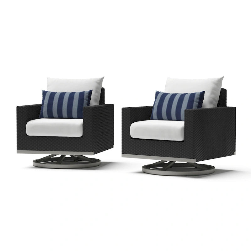 Milo Espresso 2 Piece Sunbrella Outdoor Patio Motion Club Chairs
