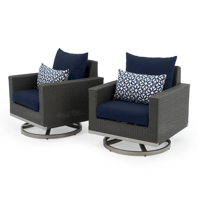 Milo Espresso 2 Piece Sunbrella Outdoor Patio Motion Club Chairs