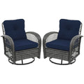 UPHA Grey Wicker Outdoor Rocking & Swivel Chair 2-Piece Set with Cushions