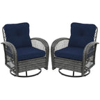 UPHA Grey Wicker Outdoor Rocking & Swivel Chair 2-Piece Set with Cushions