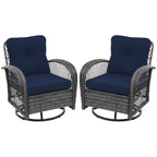 UPHA Grey Wicker Outdoor Rocking & Swivel Chair 2-Piece Set with Cushions