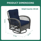 UPHA Grey Wicker Outdoor Rocking & Swivel Chair 2-Piece Set with Cushions