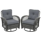 UPHA Grey Wicker Outdoor Rocking & Swivel Chair 2-Piece Set with Cushions