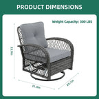 UPHA Grey Wicker Outdoor Rocking & Swivel Chair 2-Piece Set with Cushions