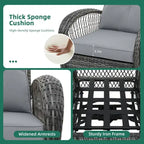 UPHA Grey Wicker Outdoor Rocking & Swivel Chair 2-Piece Set with Cushions