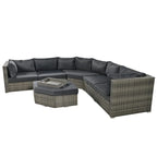 6 Piece Outdoor Conversation Set with Ottoman and Cushions and Small Trays