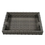 6 Piece Outdoor Conversation Set with Ottoman and Cushions and Small Trays
