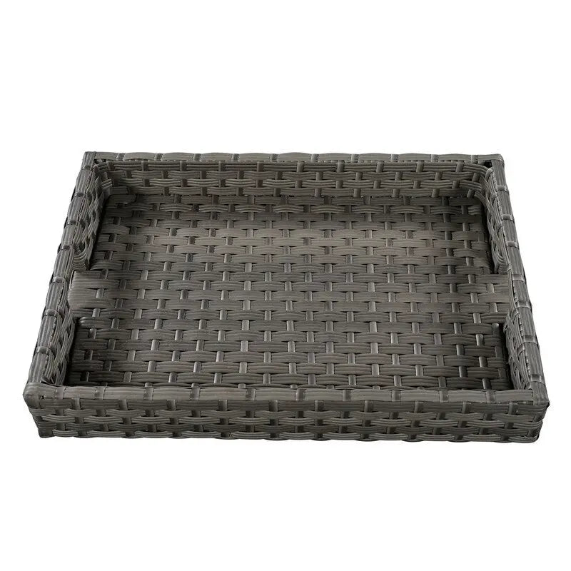 6 Piece Outdoor Conversation Set with Ottoman and Cushions and Small Trays