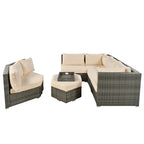 6 Piece Outdoor Conversation Set with Ottoman and Cushions and Small Trays