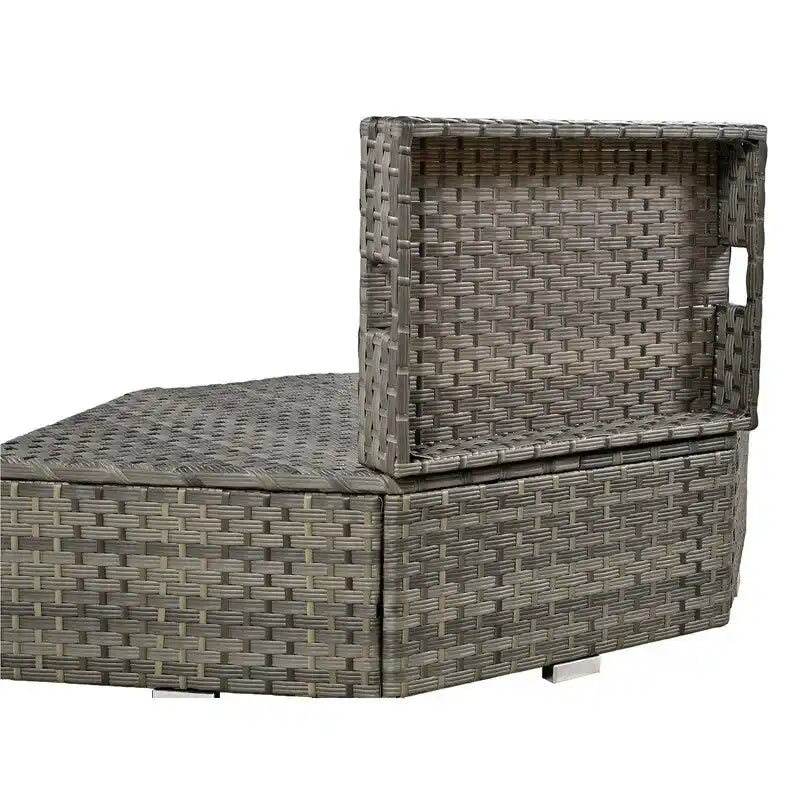 6 Piece Outdoor Conversation Set with Ottoman and Cushions and Small Trays