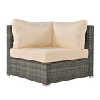 6 Piece Outdoor Conversation Set with Ottoman and Cushions and Small Trays