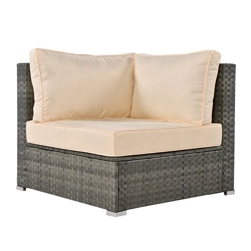 6 Piece Outdoor Conversation Set with Ottoman and Cushions and Small Trays