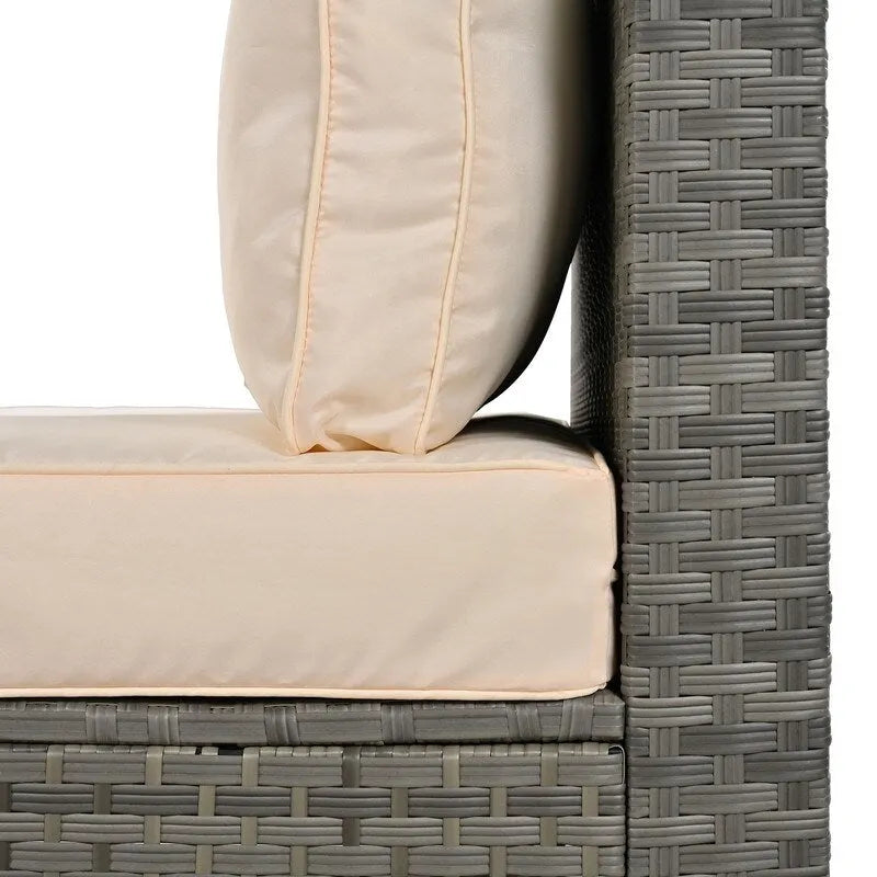 6 Piece Outdoor Conversation Set with Ottoman and Cushions and Small Trays