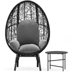 Patio PE Wicker Egg Chair with Cushion & Side Table