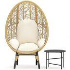 Patio PE Wicker Egg Chair with Cushion & Side Table