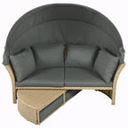 Outdoor Wicker Rattan Double Daybed with Retractable Canopy