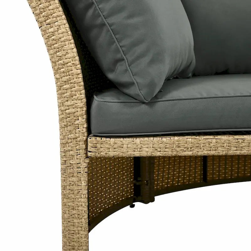 Outdoor Wicker Rattan Double Daybed with Retractable Canopy