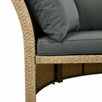 Outdoor Wicker Rattan Double Daybed with Retractable Canopy