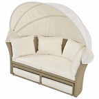 Outdoor Wicker Rattan Double Daybed with Retractable Canopy