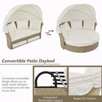 Outdoor Wicker Rattan Double Daybed with Retractable Canopy