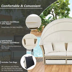 Outdoor Wicker Rattan Double Daybed with Retractable Canopy