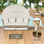 Outdoor Wicker Rattan Double Daybed with Retractable Canopy