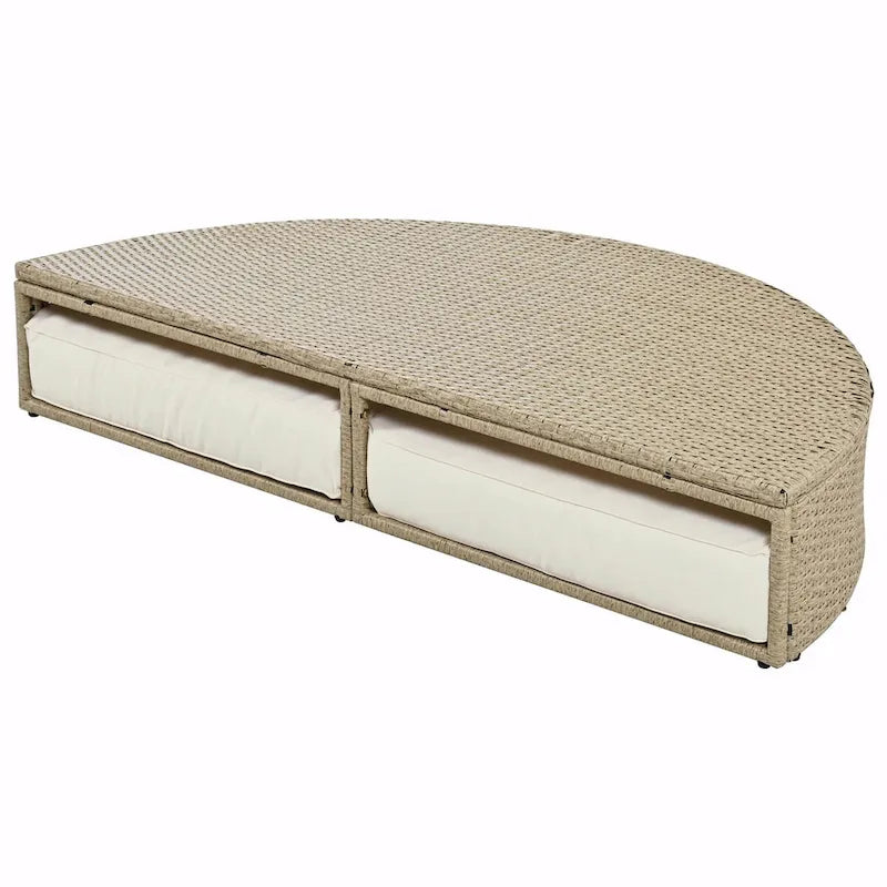 Outdoor Wicker Rattan Double Daybed with Retractable Canopy