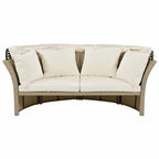 Outdoor Wicker Rattan Double Daybed with Retractable Canopy