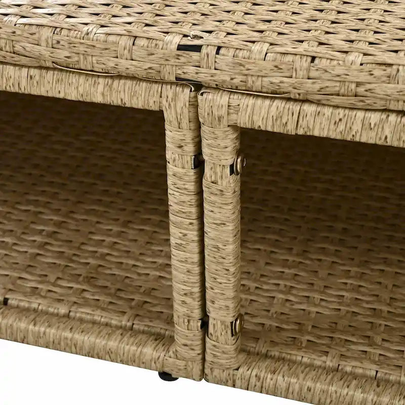 Outdoor Wicker Rattan Double Daybed with Retractable Canopy