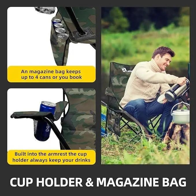 Folding Camping Chairs with Carrying Bag and Cup Holder