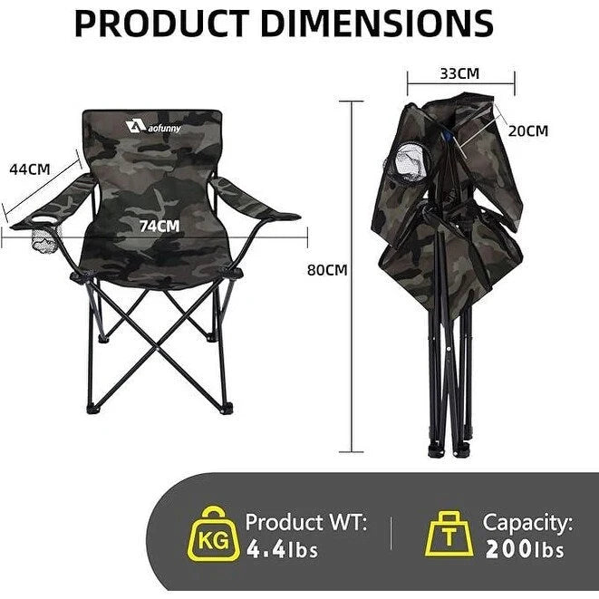 Folding Camping Chairs with Carrying Bag and Cup Holder
