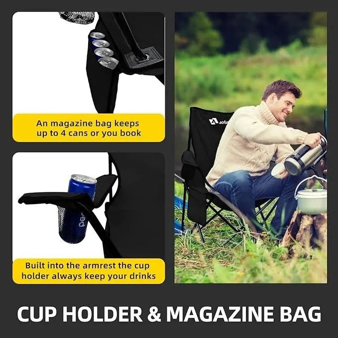 Folding Camping Chairs with Carrying Bag and Cup Holder