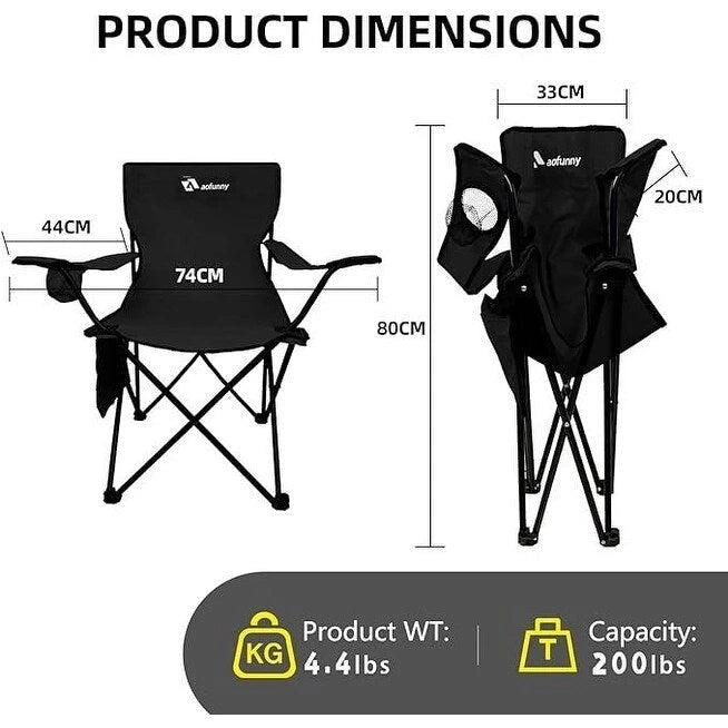 Folding Camping Chairs with Carrying Bag and Cup Holder
