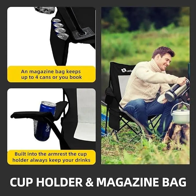 Folding Camping Chairs with Carrying Bag and Cup Holder