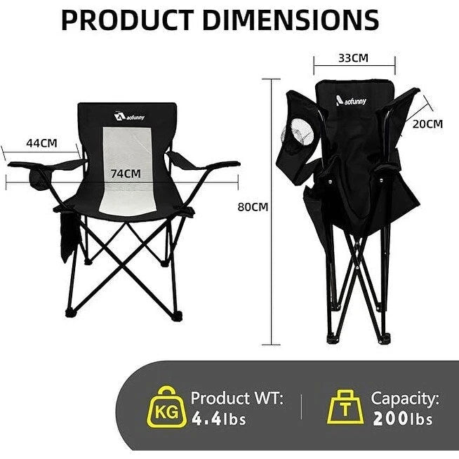 Folding Camping Chairs with Carrying Bag and Cup Holder