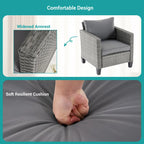 BONOSUKI 9Pcs Patio Sofa Conversation Set Grey Rattan With Side Table