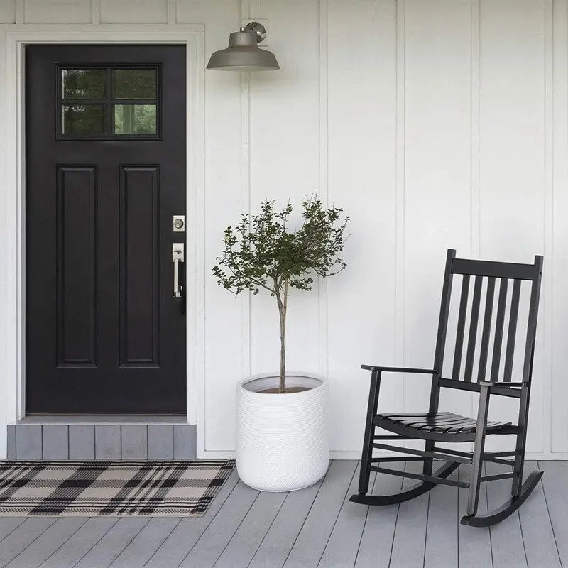 Grondin Indoor and Outdoor Rocking Chair with Solid Wood Frame, All Weather Resistant High Back Patio Porch Rocker