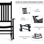 Grondin Indoor and Outdoor Rocking Chair with Solid Wood Frame, All Weather Resistant High Back Patio Porch Rocker