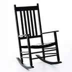 Grondin Indoor and Outdoor Rocking Chair with Solid Wood Frame, All Weather Resistant High Back Patio Porch Rocker