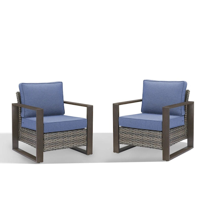 Gymojoy Patio Chairs Set of 2, All Weather Rattan Chair - Grey