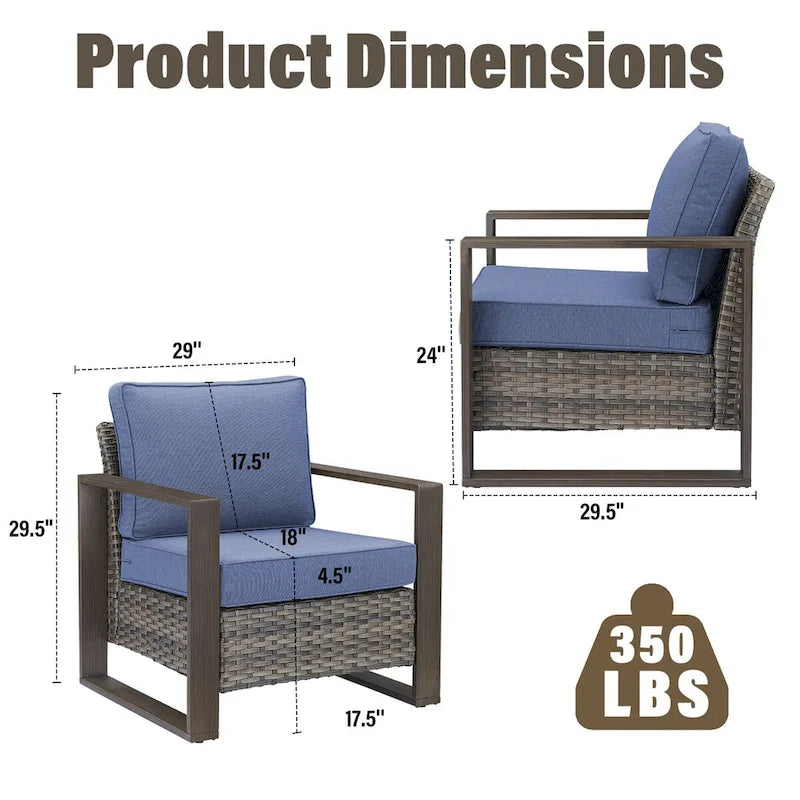 Gymojoy Patio Chairs Set of 2, All Weather Rattan Chair - Grey