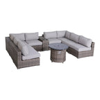 LSI 10 Piece Sectional Seating Group with Olefin Cushions and Firepit