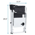 2-piece Padded Folding Outdoor Chair with Side Table and Storage Pockets